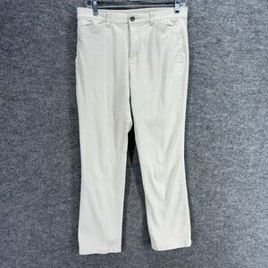 Signature Pants Women 6 Beige Slimming Mid Rise Flat Front Pockets Cotton Casual